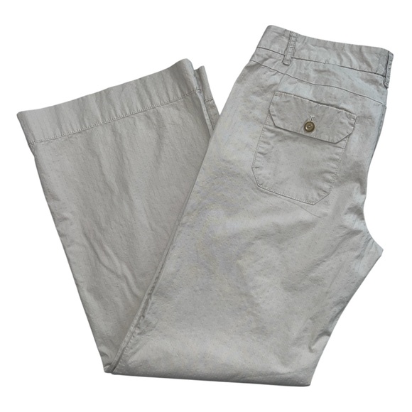 GAP Stretch Women’s Wide Leg Flare Pinstripe Trouser Pants Size 8 R – Khaki Y2K - Picture 1 of 9